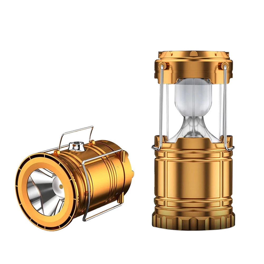 Solar Camping Lantern Collapsible LED Solar USB Rechargeable Lantern Flashlight Emergency Hanging Lights for Outdoor Camping