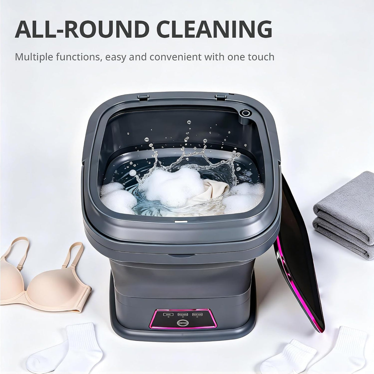 Portable Washing Machine, 16L Upgraded with Spin Basket, Small Washer Portable for Underwear, Delicate Clothes, and Light Laundry, Suitable for Travel, Camping,Apartments, Dormitories, Hotels